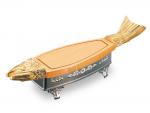 サーモンボード/盛付用サーモンボード/飾り台付きサーモンボード/鮭型盛り付けボード　(小)